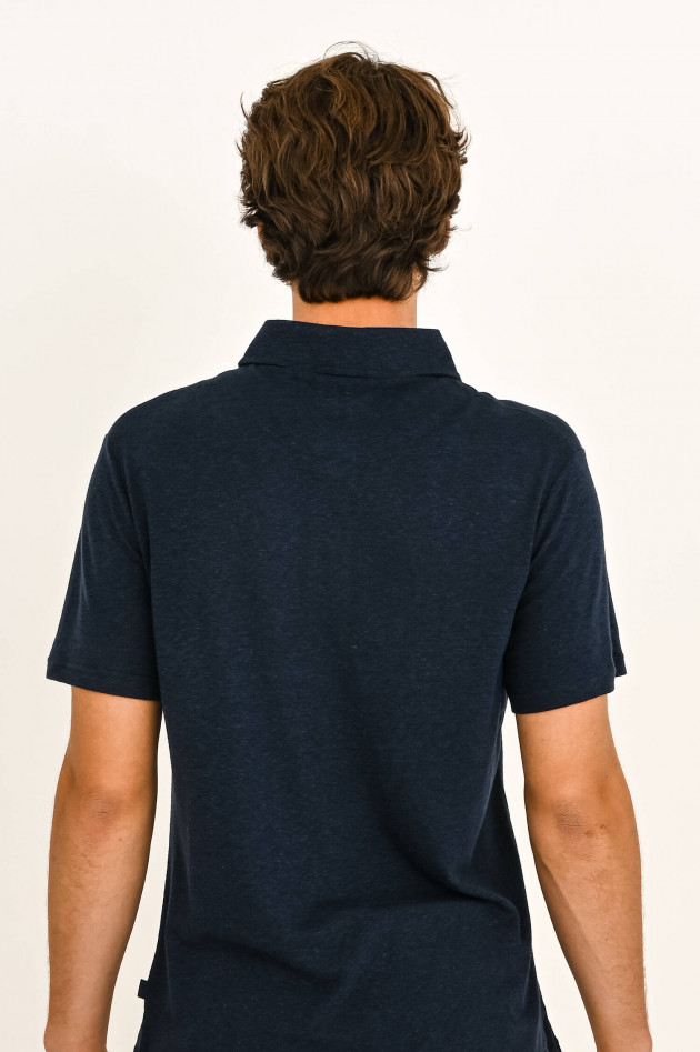 04651/ Polo aus Leinen-Mix in Navy