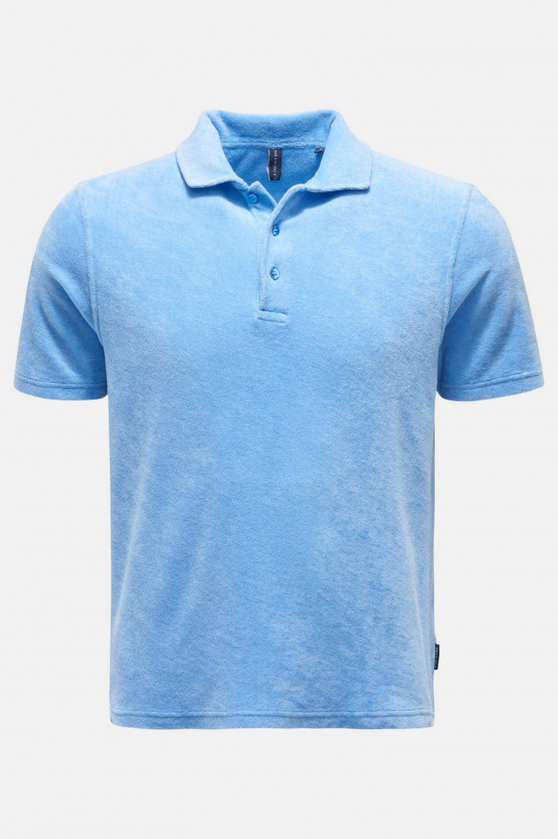 04651/ Frottee Polo in Himmelblau