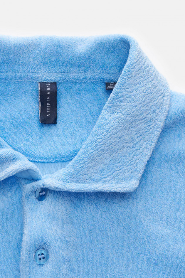 04651/ Frottee Polo in Himmelblau