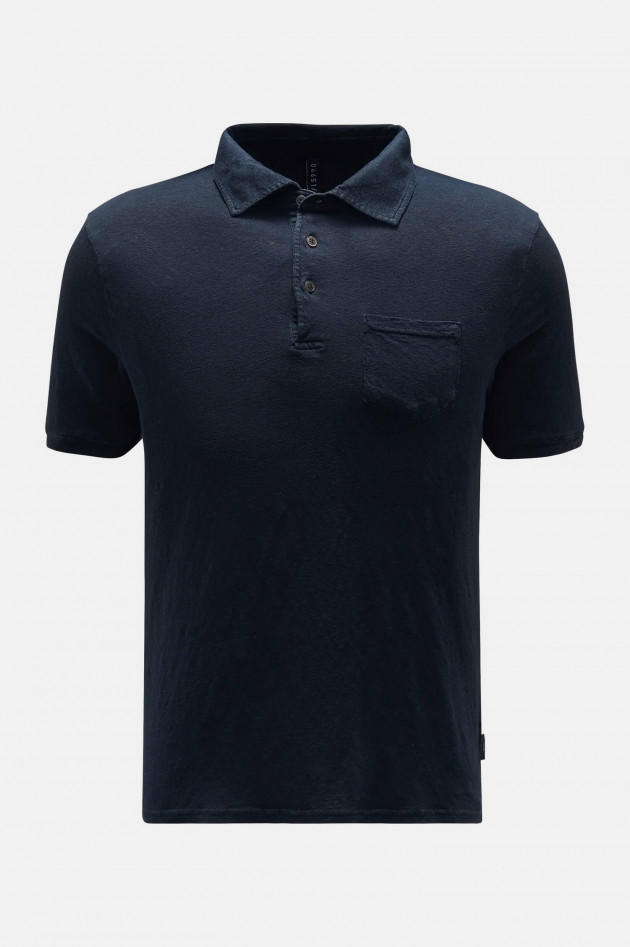 04651/ Poloshirt aus Leinen-Jersey in Navy