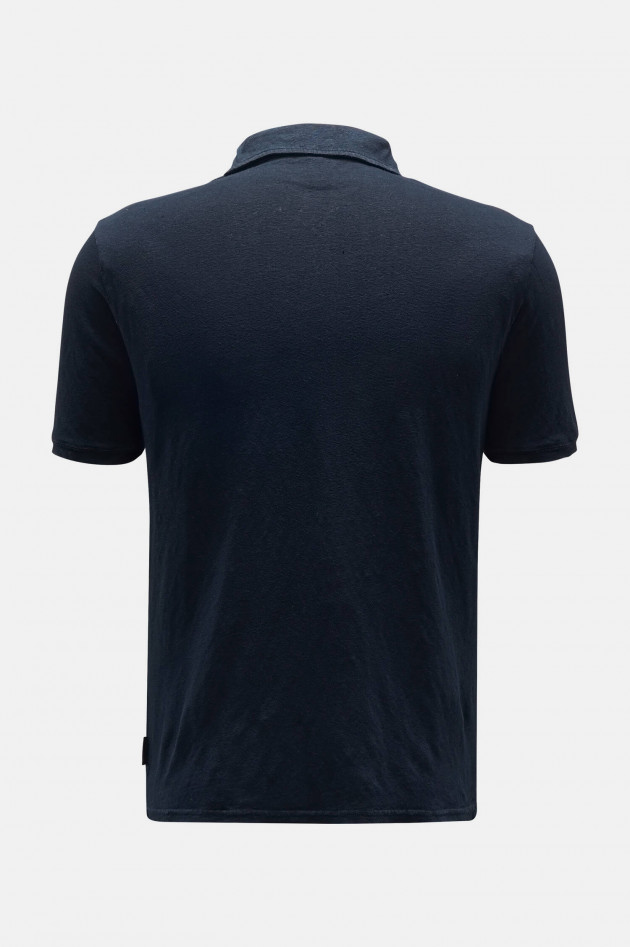 04651/ Poloshirt aus Leinen-Jersey in Navy