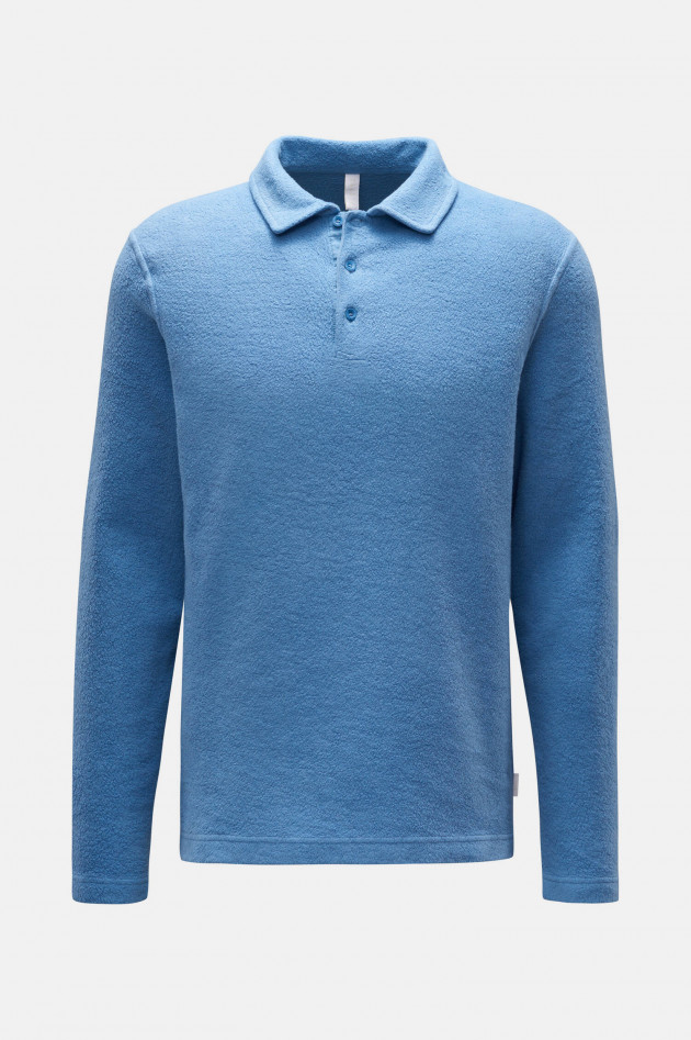 04651/ Fleece Poloshirt in Hellblau