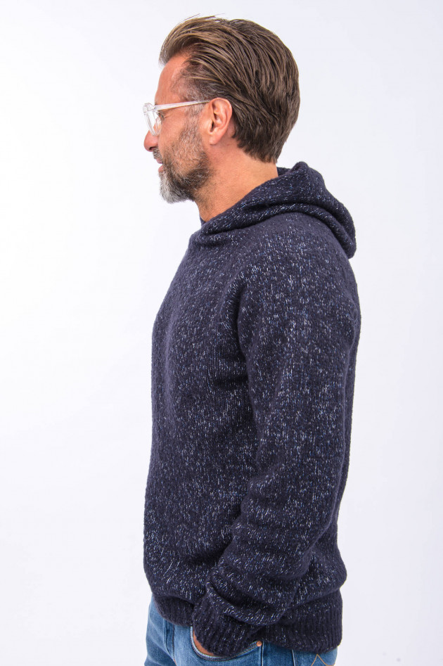 04651/ Strick-Hoodie in Navy meliert