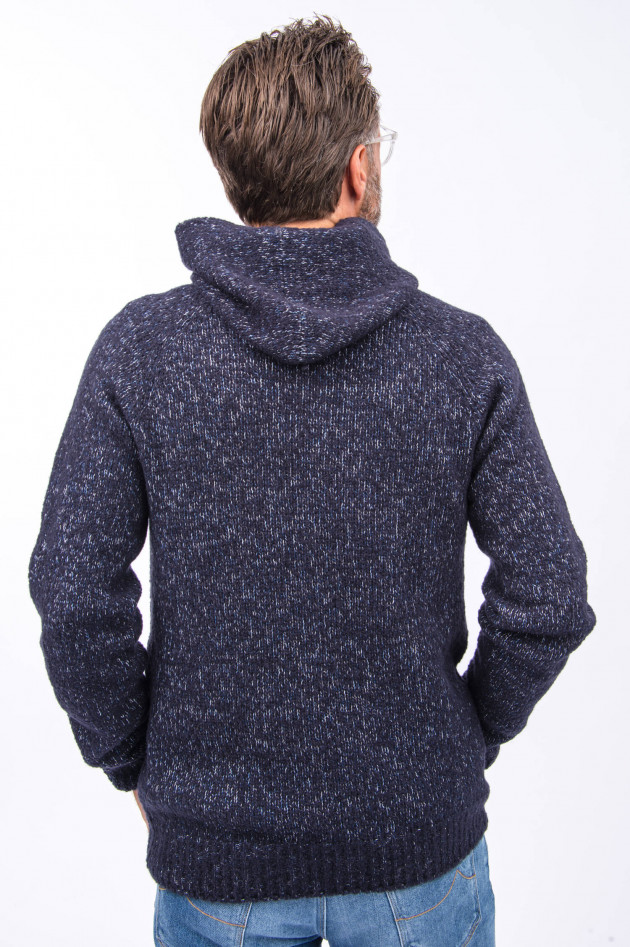 04651/ Strick-Hoodie in Navy meliert