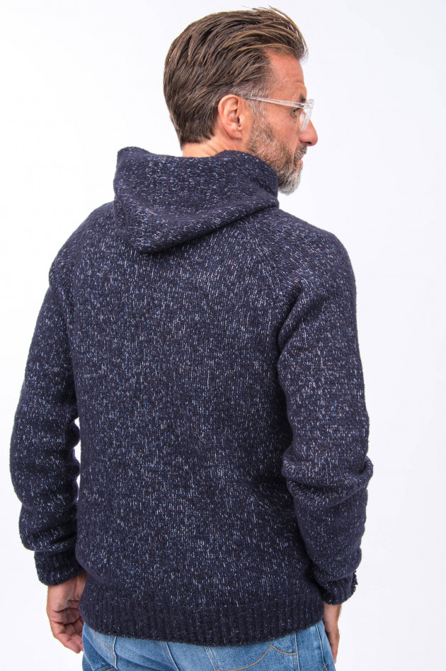 04651/ Strick-Hoodie in Navy meliert