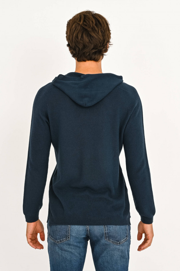 04651/ Hoodie aus Waffelstrick in Navy