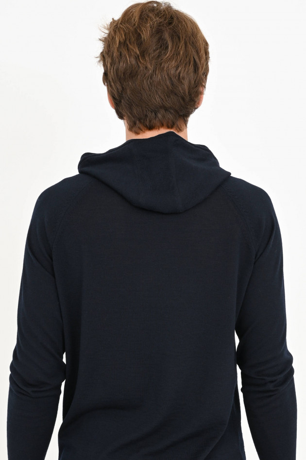 04651/ Hoodie aus Merino Wolle in Navy