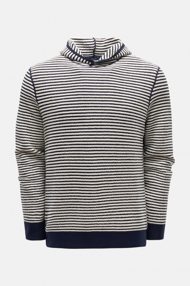 04651/ Seersucker Hoodie in Navy/Natur