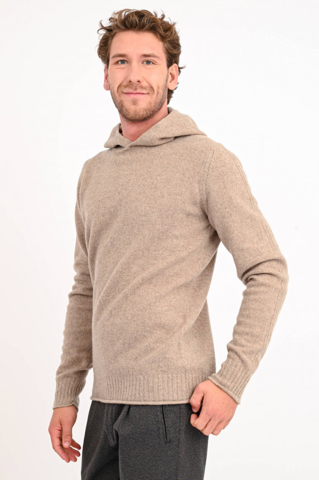 04651/ Hoodie aus Wollmix in Taupe