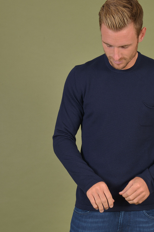 04651/ Pullover mit Brusttasche in Navy