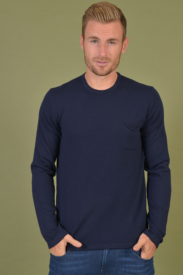 04651/ Pullover mit Brusttasche in Navy