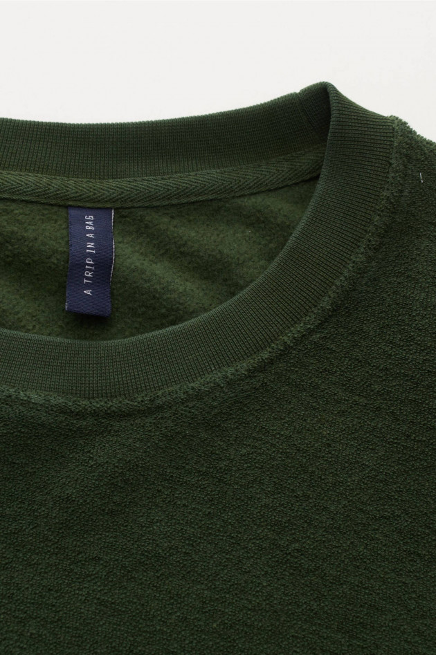 04651/ Frottee Sweater in Waldgrün