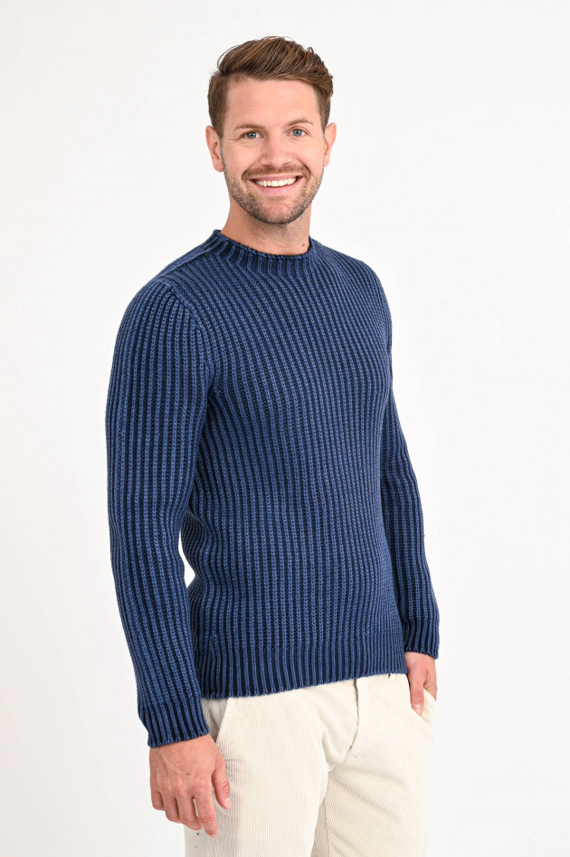 04651/ Strickpullover FOGGY RIP in Mittelblau/Navy