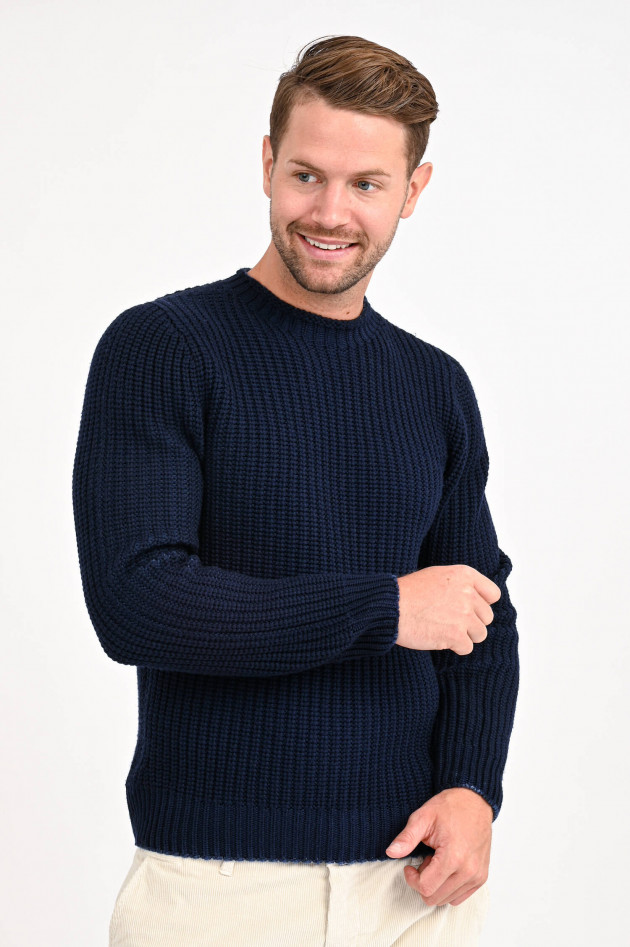 04651/ Strickpullover FOGGY RIP in Mittelblau/Navy