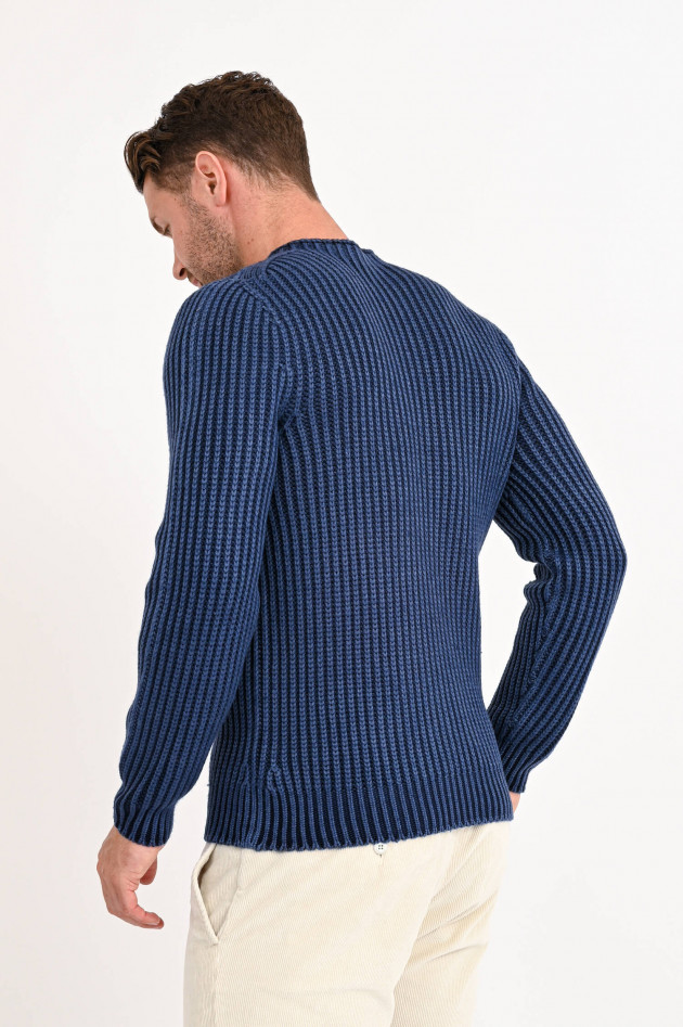 04651/ Strickpullover FOGGY RIP in Mittelblau/Navy