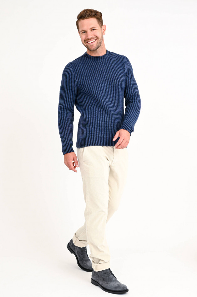 04651/ Strickpullover FOGGY RIP in Mittelblau/Navy