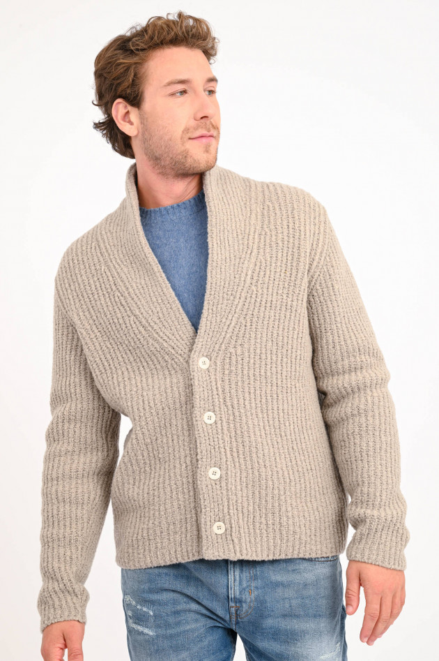 04651/ Chunky Cardigan aus Wolle in Beige