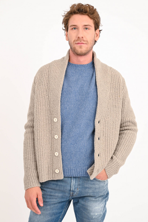 04651/ Chunky Cardigan aus Wolle in Beige
