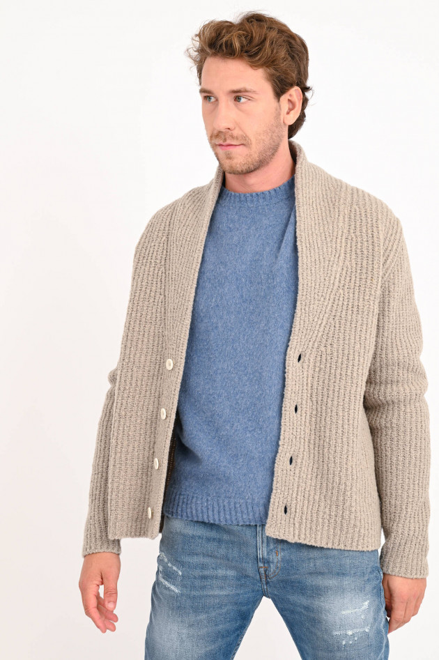 04651/ Chunky Cardigan aus Wolle in Beige