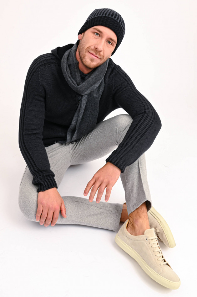 04651/ Strickjacke mit Rippstrickdetails in Anthrazit