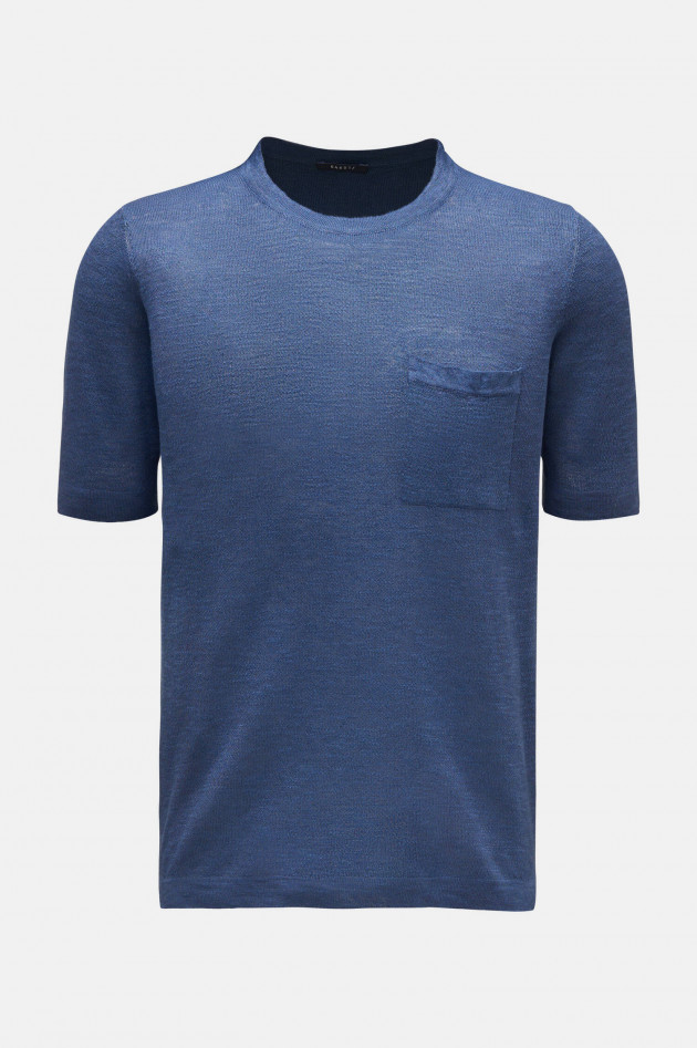 04651/ Strick-Shirt LINEN KNIT TEE in Marineblau