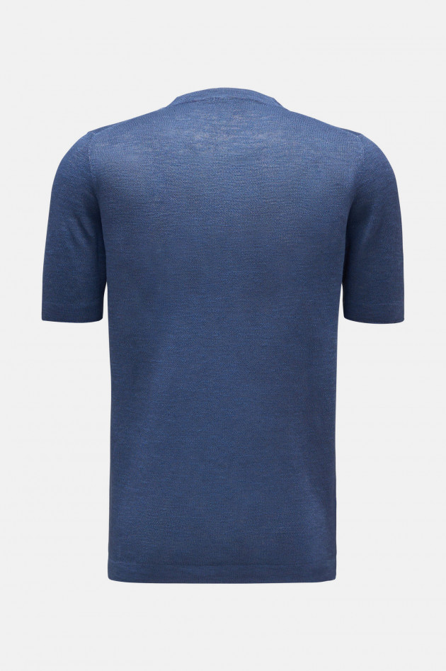 04651/ Strick-Shirt LINEN KNIT TEE in Marineblau