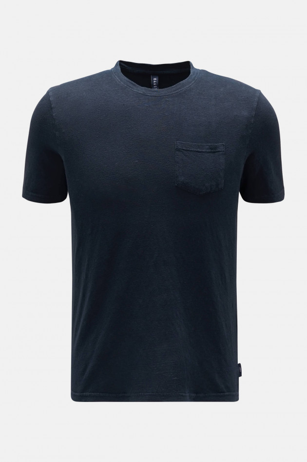 04651/ Strick-Shirt LINEN KNIT TEE in Navy