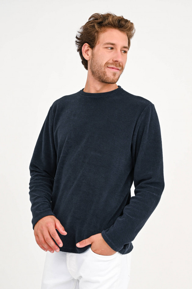 04651/ Sweatshirt aus Frottee in Navy