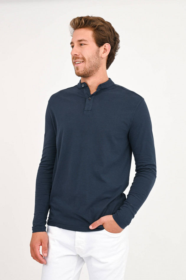 04651/ Poloshirt mit Stehkragen in Navy