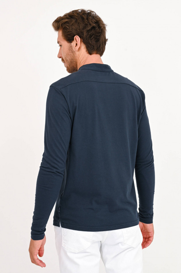 04651/ Poloshirt mit Stehkragen in Navy