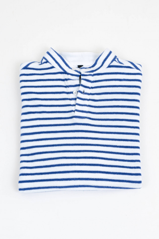 04651/ Frottee Langarmshirt TERRY in Blau/Weiß