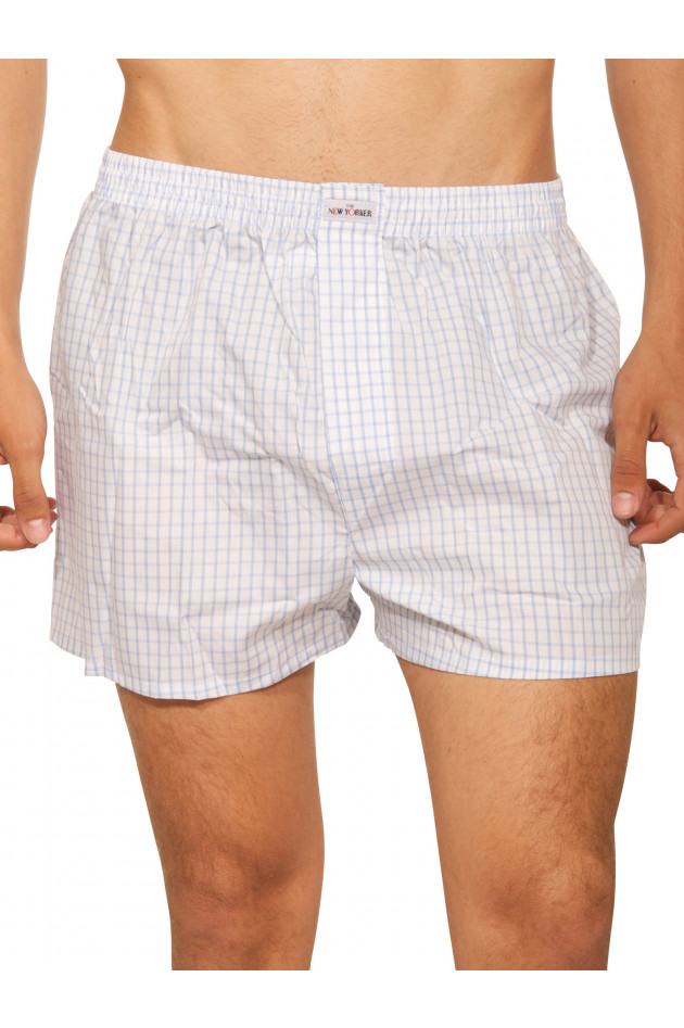New Yorker Baumwoll-Boxershorts Blau/Weiß