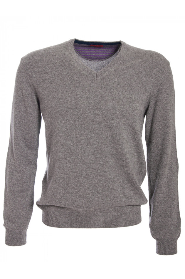 Kaschmirpullover Grau mit Ellbogenpatch