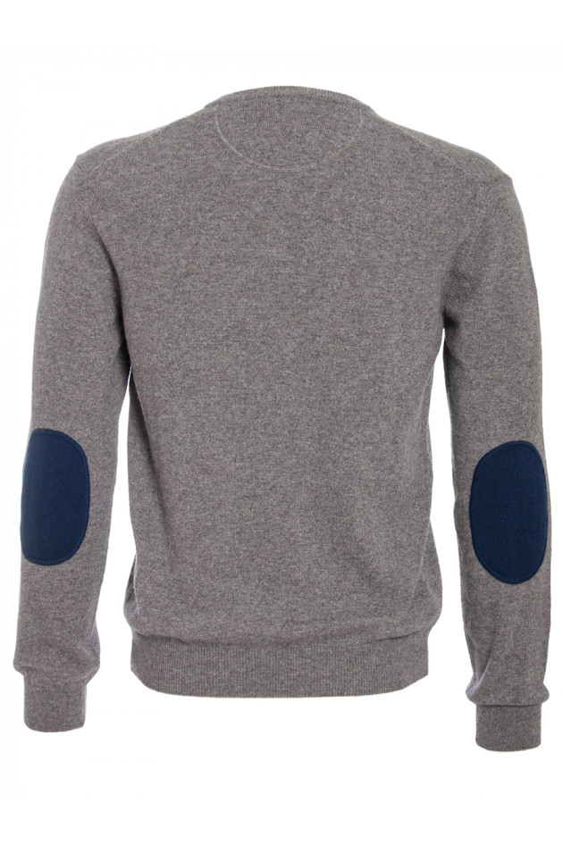 Kaschmirpullover Grau mit Ellbogenpatch