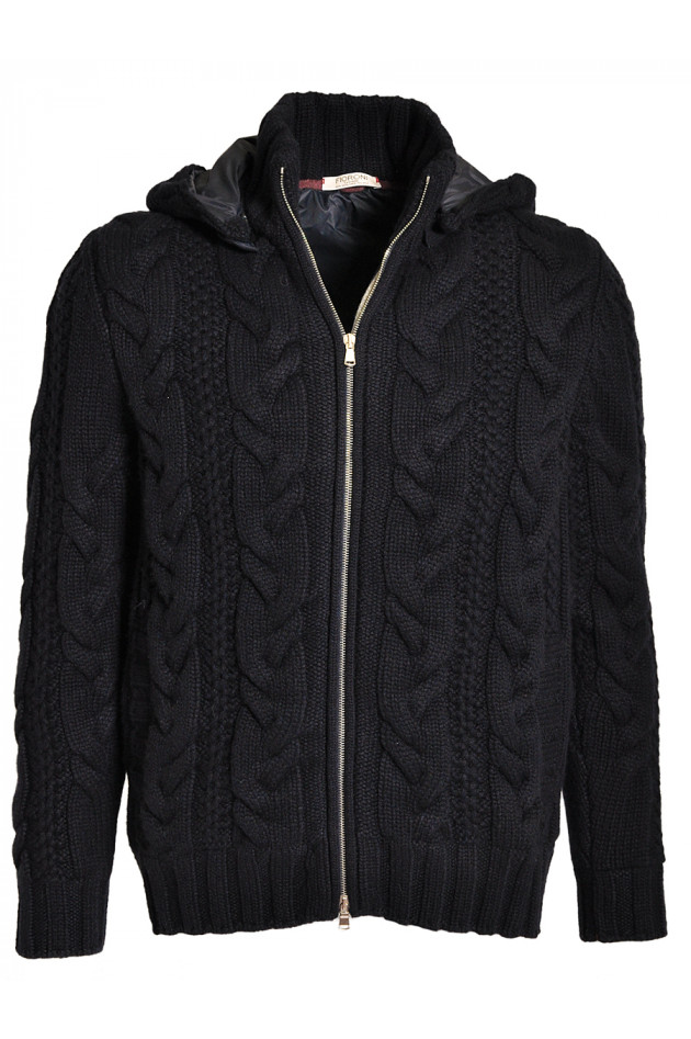 Kaschmirjacke Navy in Zopfstrick