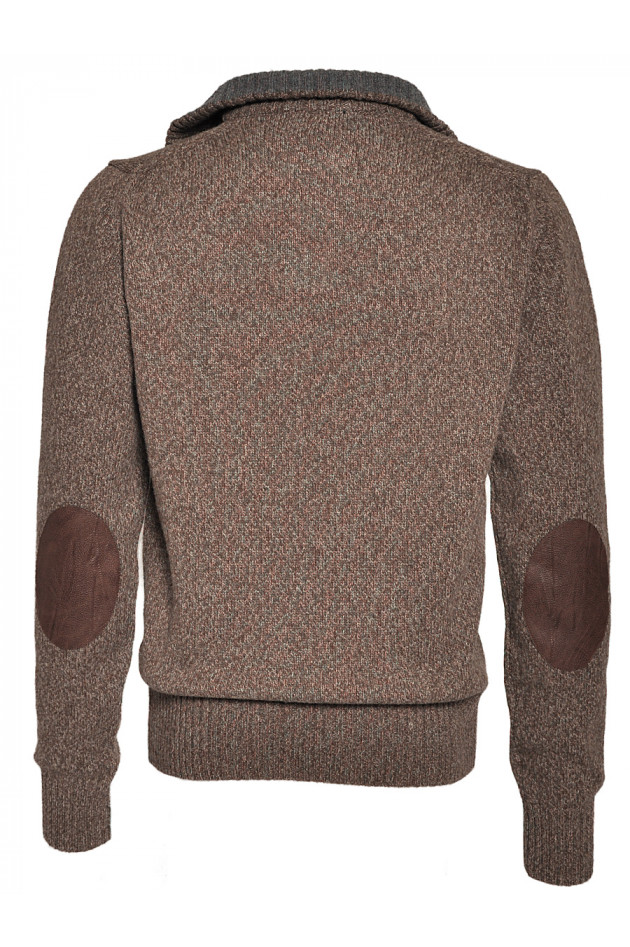 Wollpullover Braun mit Lederpatches