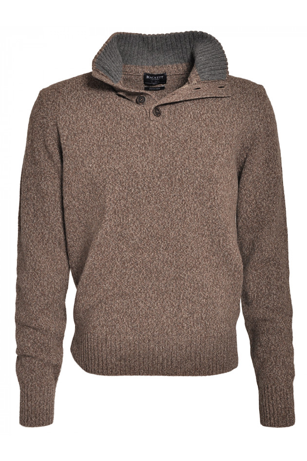 Wollpullover Braun mit Lederpatches