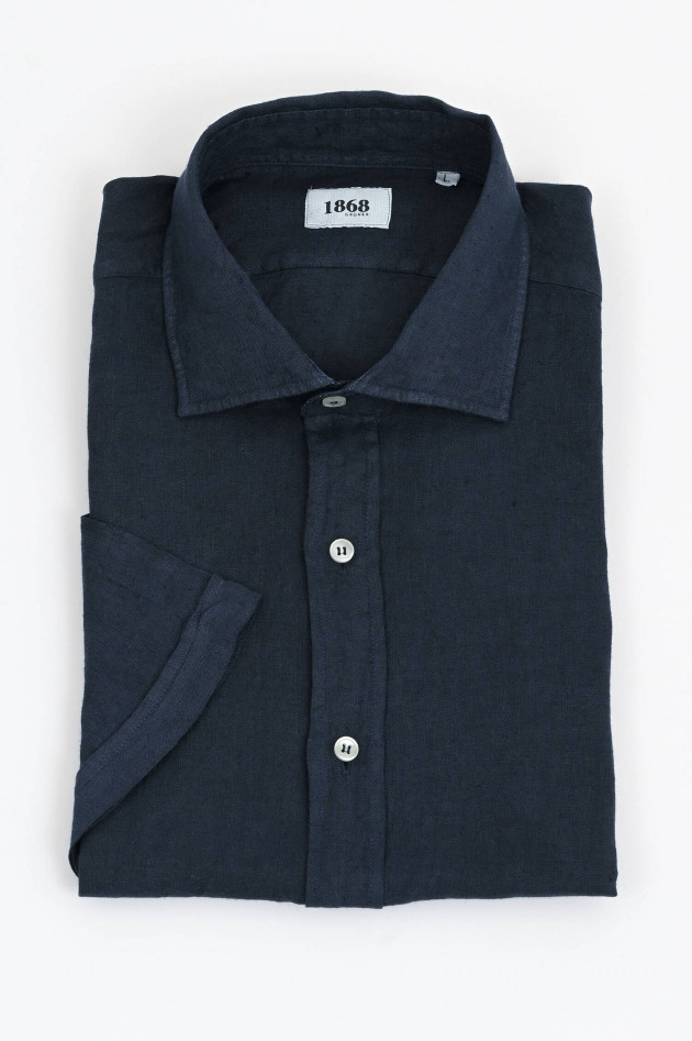1868 Kurzarm Leinenhemd in Navy