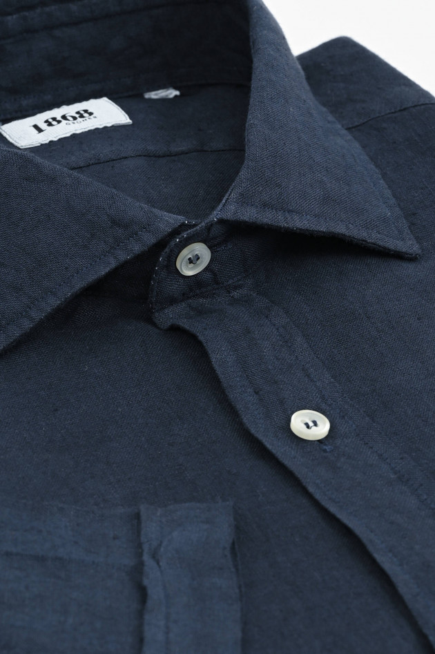 1868 Kurzarm Leinenhemd in Navy