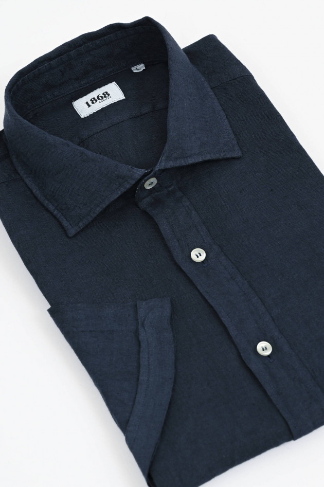 1868 Kurzarm Leinenhemd in Navy