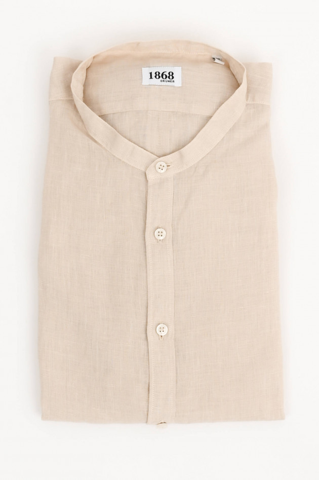 1868 Leinenhemd mit Stehkragen in Hellbeige
