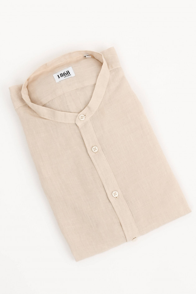 1868 Leinenhemd mit Stehkragen in Hellbeige