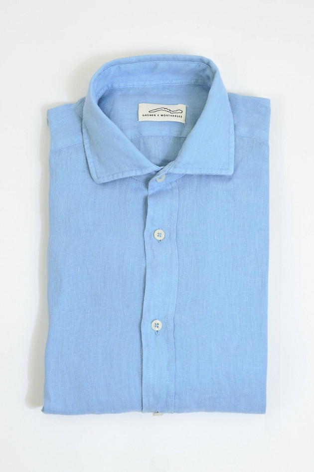 1868 Leinenhemd in Mittelblau