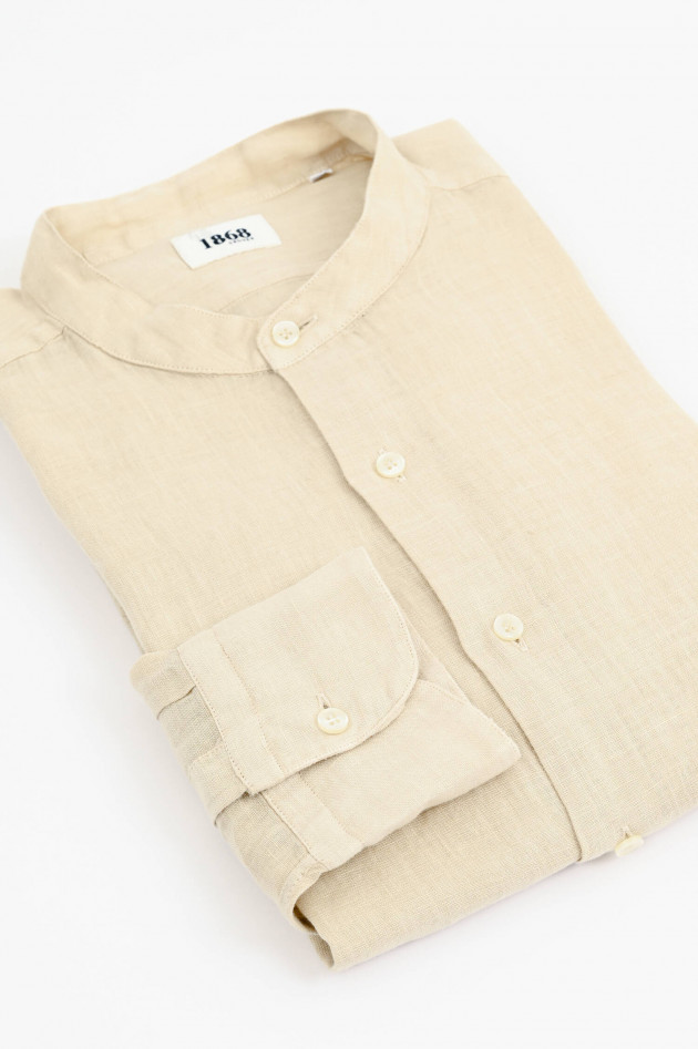 1868 Leinenhemd mit Stehkragen in Beige