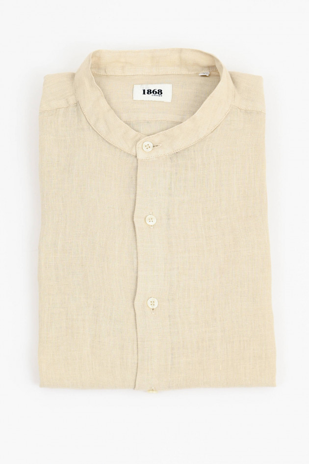 1868 Leinenhemd mit Stehkragen in Beige