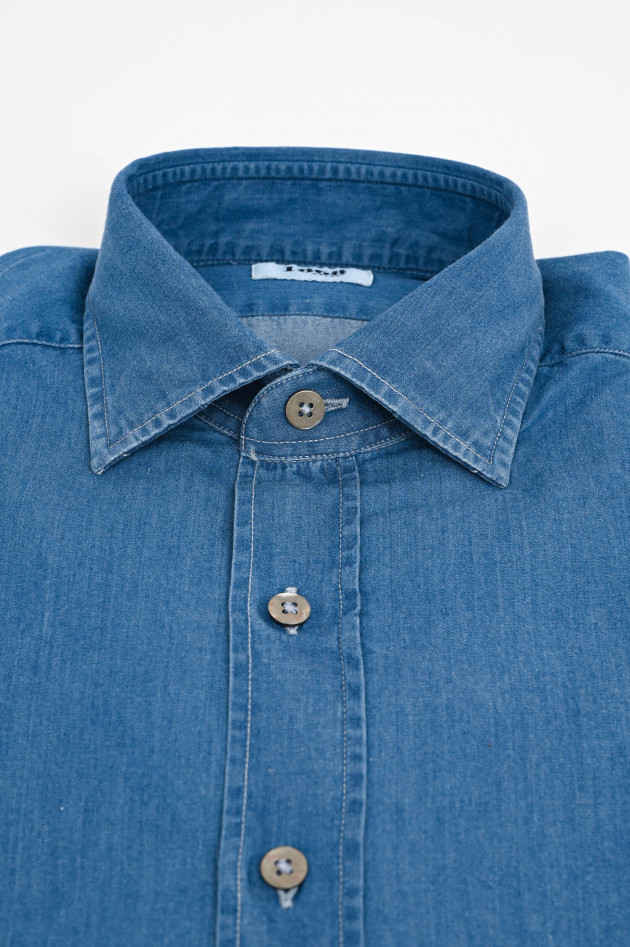 1868 Hemd aus weichem Denim in Mittelblau