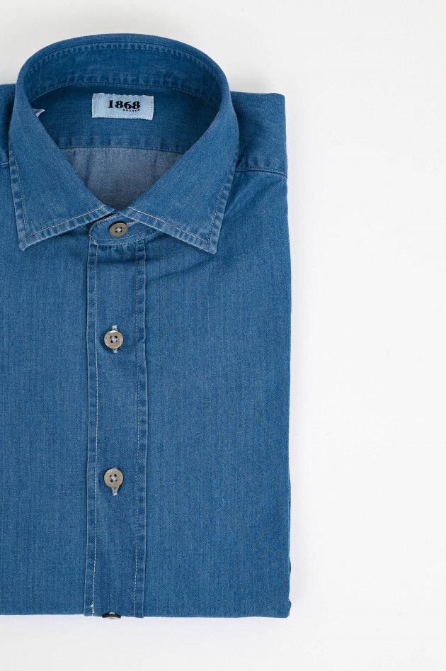 1868 Hemd aus weichem Denim in Mittelblau