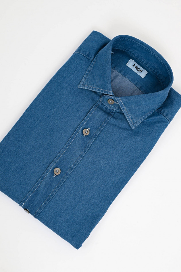 1868 Hemd aus weichem Denim in Mittelblau