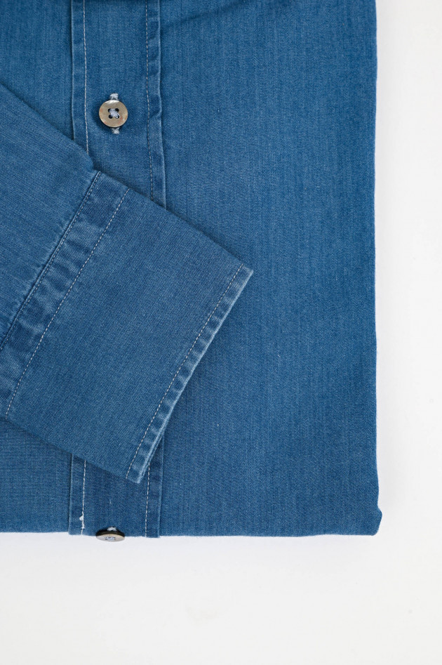 1868 Hemd aus weichem Denim in Mittelblau