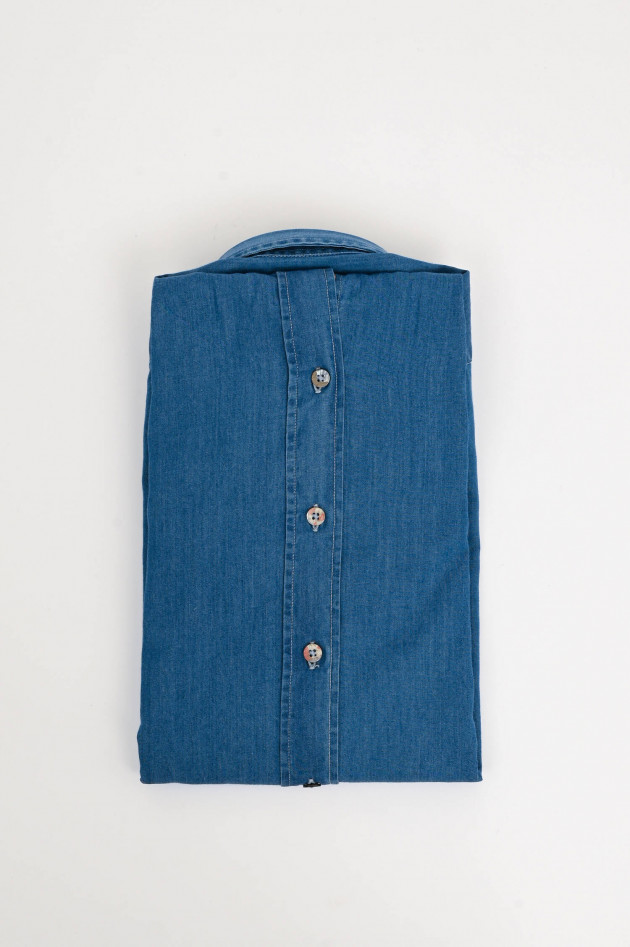1868 Hemd aus weichem Denim in Mittelblau